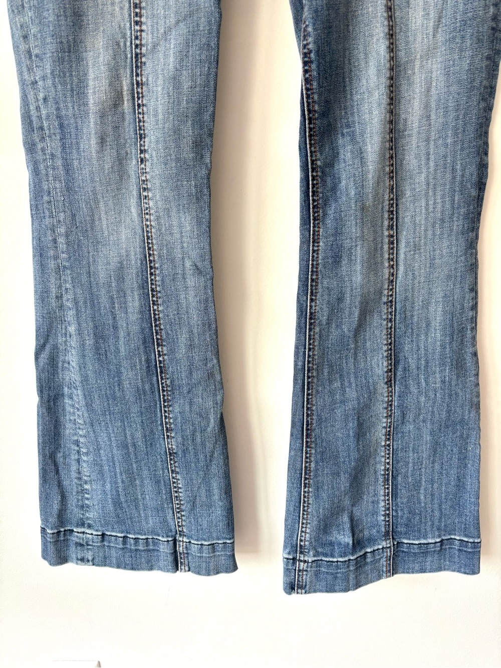 Rock & Roll Denim Front Seam High Rise Trouser Medium Wash Jean Wide Leg Bootcut - Picture 3 of 13